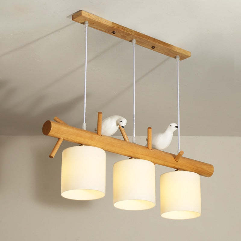 Muto Bird lampă suspendată din lemn, 2/3 surse de lumină