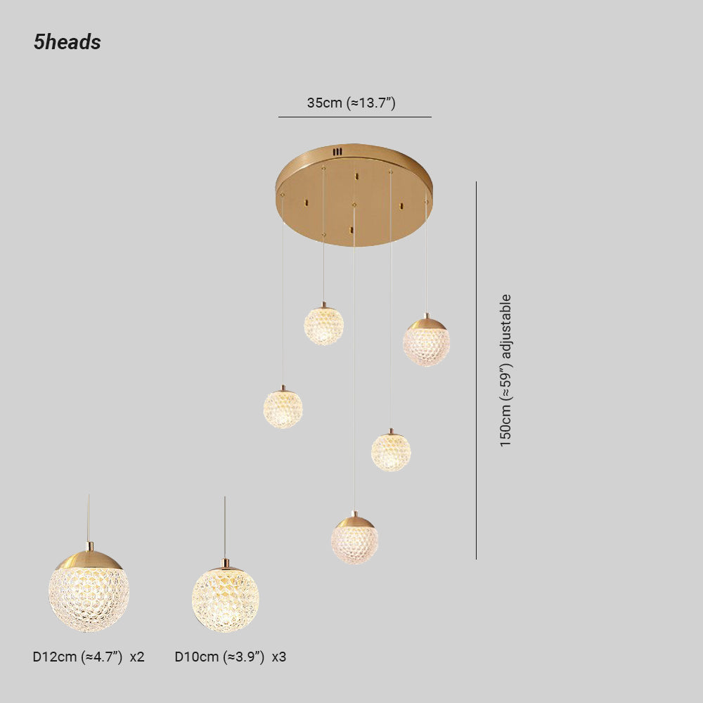 Arisha lampă suspendată Art Deco Jibril multi-etaj modern, aur