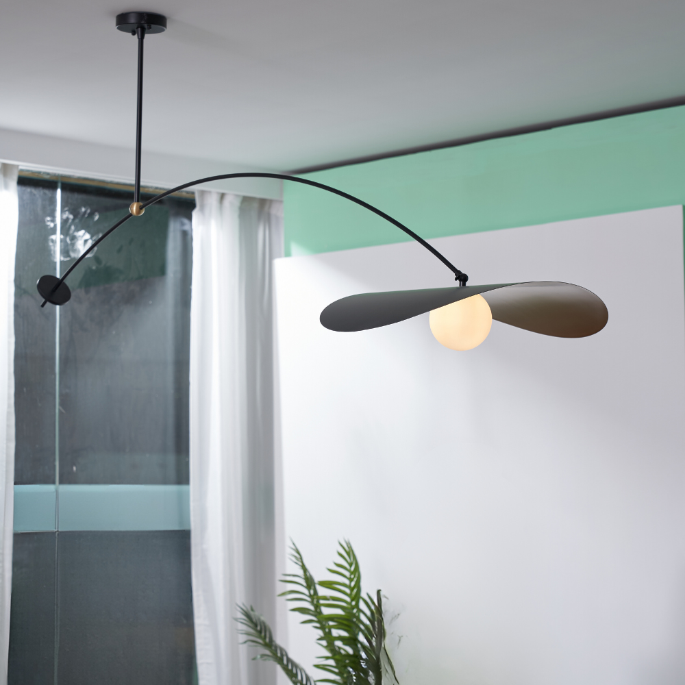 Arisha lampă suspendată minimalistă cu formă de frunză de lotus din metal, negru/auriu