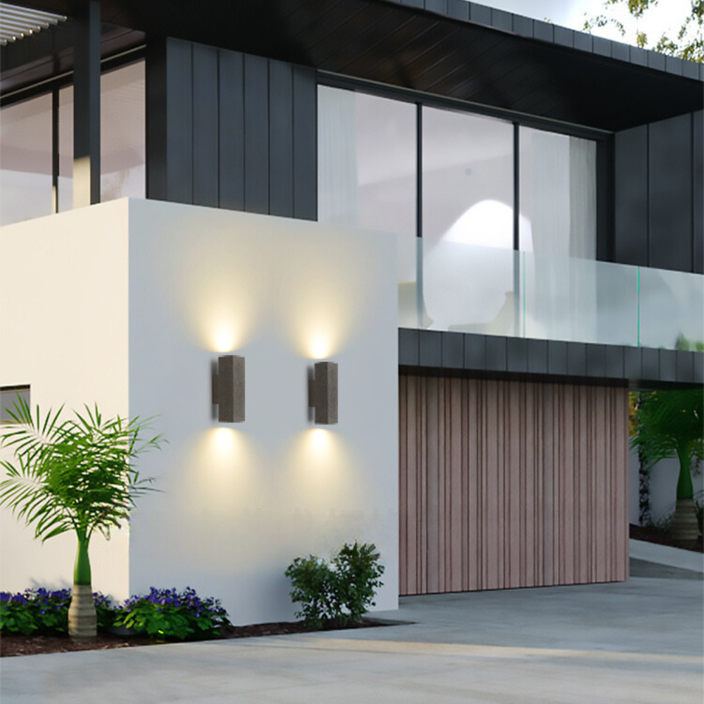 Ray aplică de perete pentru exterior minimalist din ciment pătrat, alb