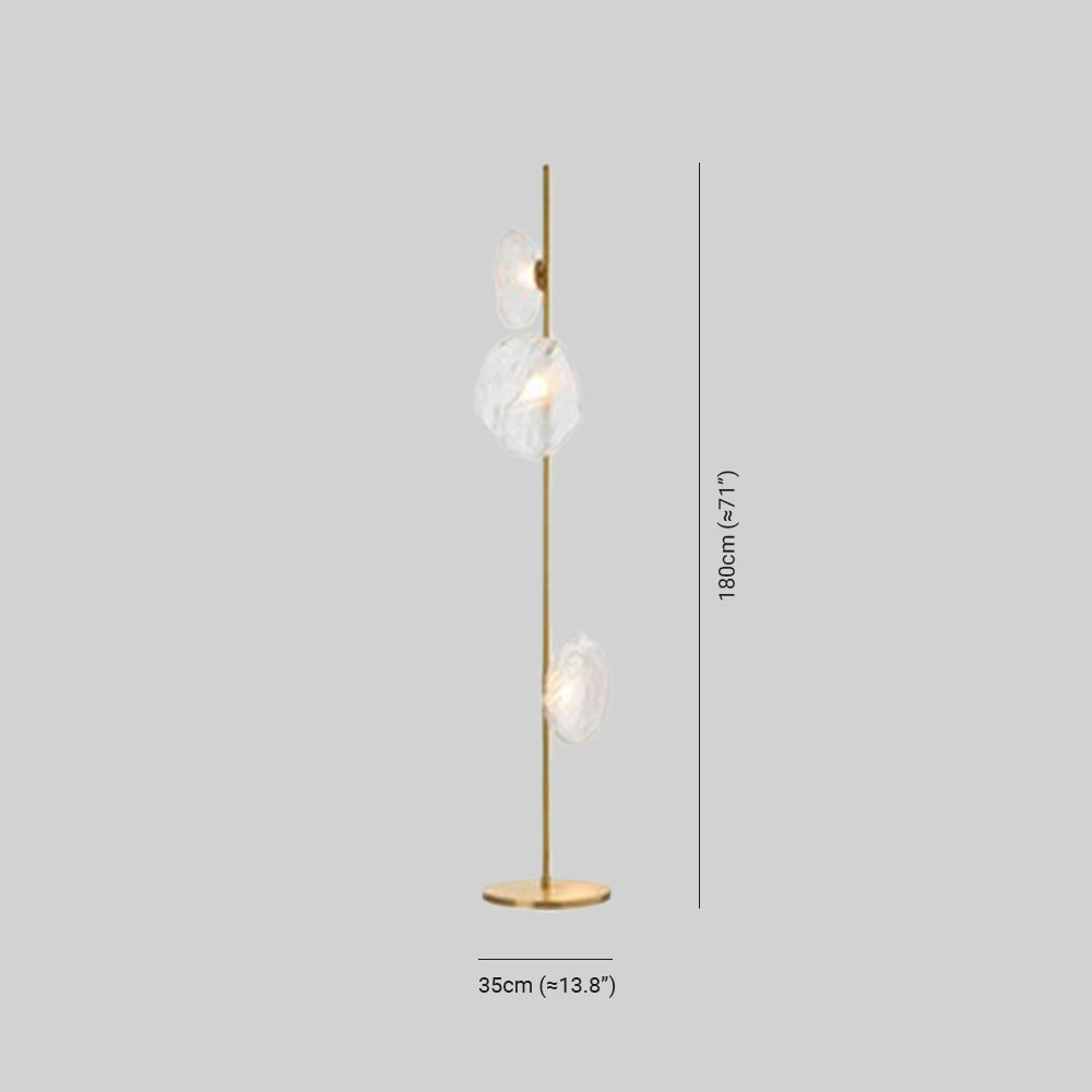 Byers de lux floare metal/sticlă lampadar, negru/auriu/Gri