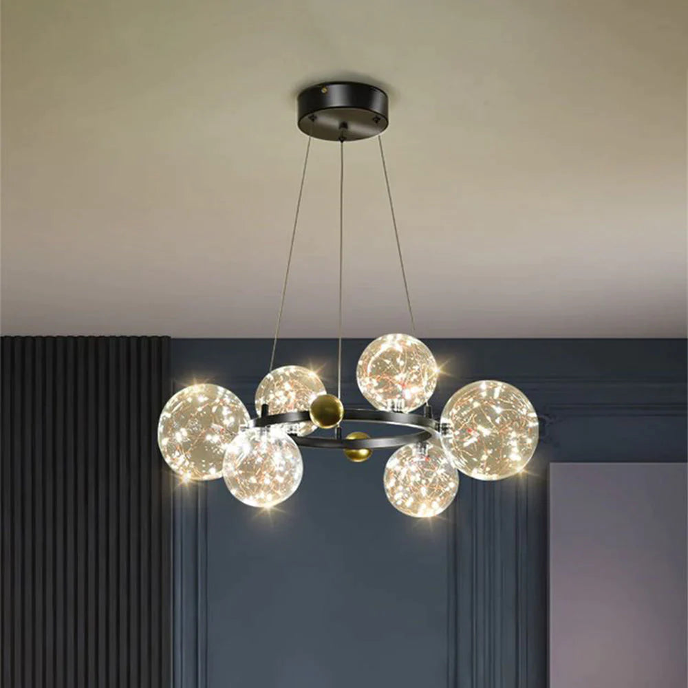 Valentina Art Deco lampă suspendată cu glob luminos din sticlă