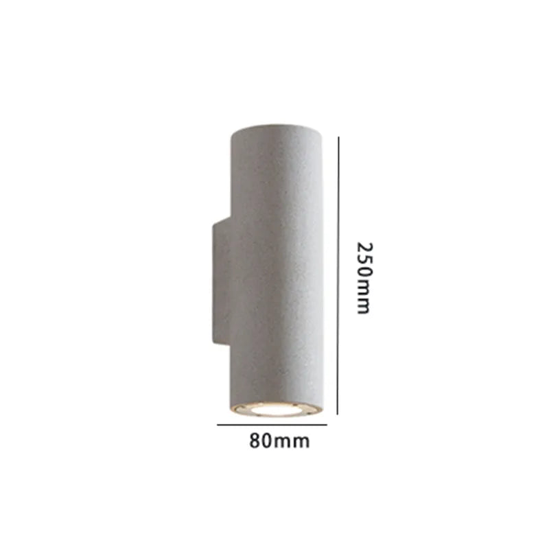 Ray aplică de perete pentru exterior minimalist cilindric cu două surse de lumină din ciment, negru/alb