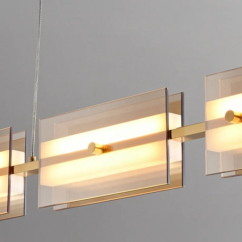 Arisha modern Nordic Linear metal/sticlă lampă suspendată, Alama neagră