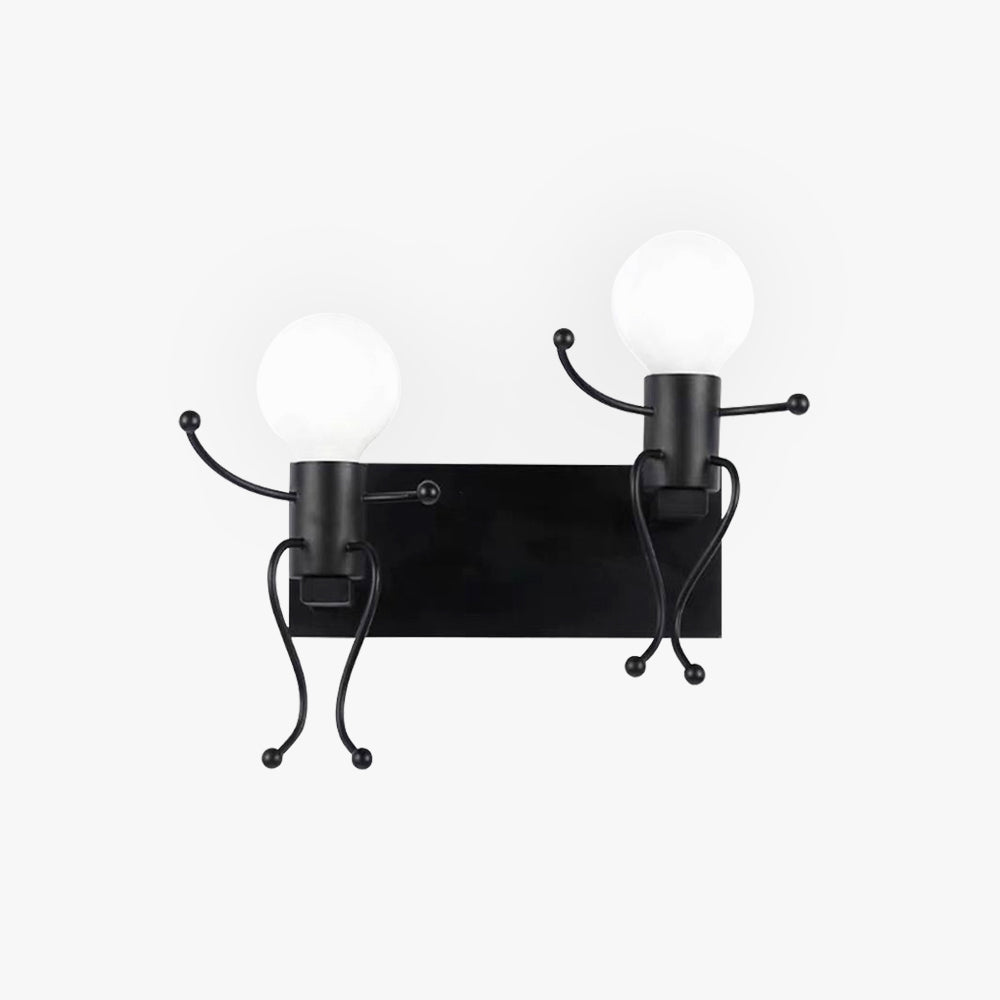 Arisha aplică de perete decorativă modernă cu formă de om din metal, negru/alb