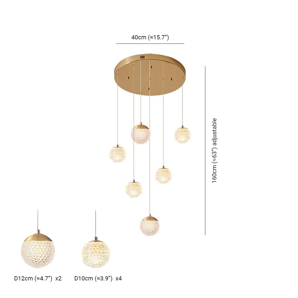 Arisha lampă suspendată Art Deco Jibril multi-etaj modern, aur