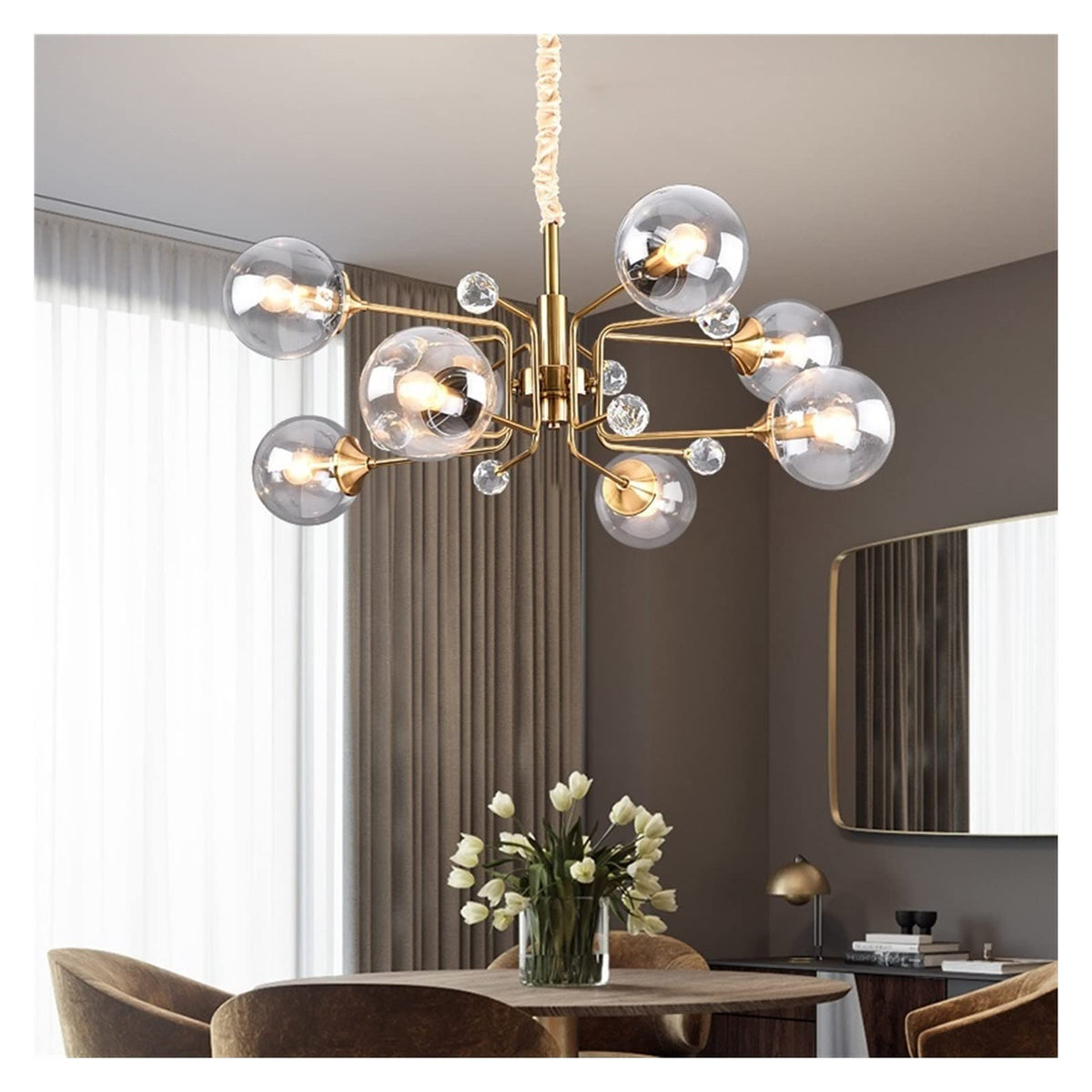 Valentina candelabru în stil nordic modern, din metal transparent/gri pentru living