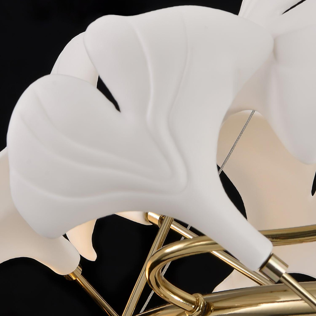 Olivia modern candelabru cu trepte din metal și ceramică, finisaj auriu