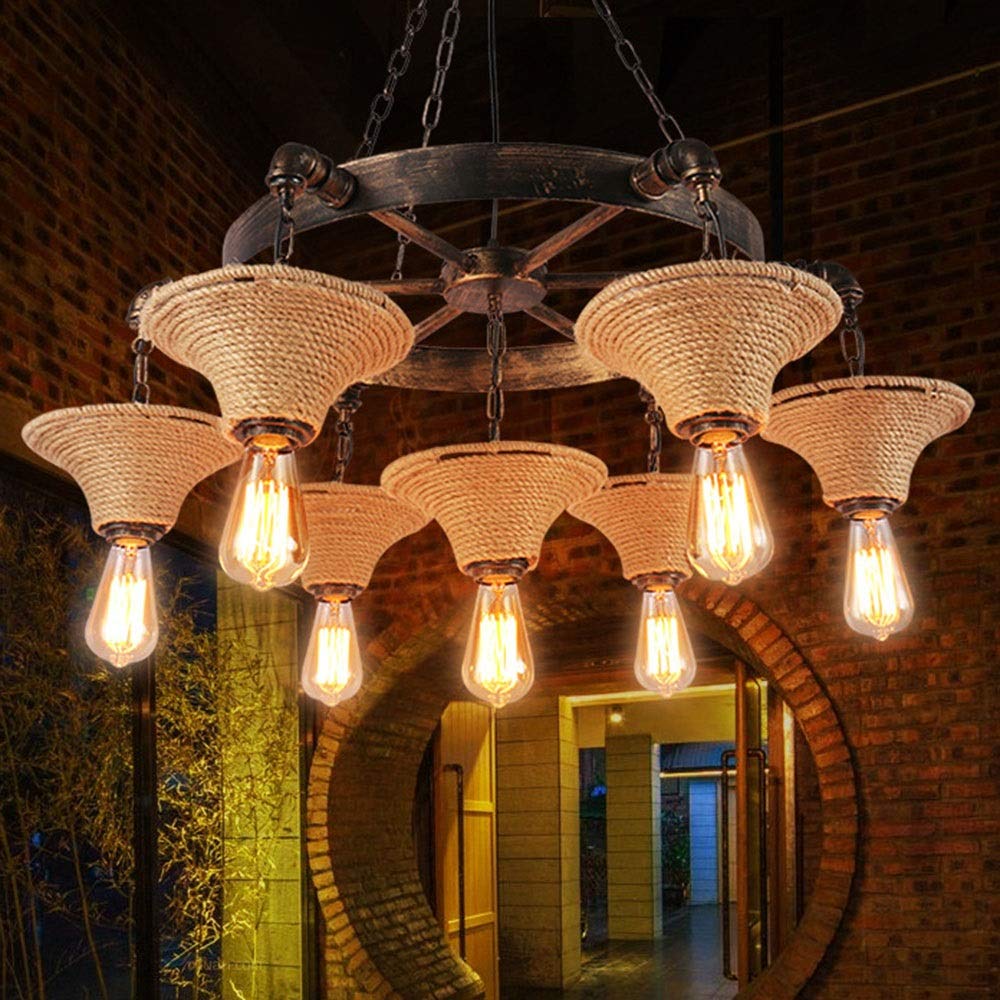 Epoch industrial Creativity candelabru Rust metal/Rope Bar/Restaurant