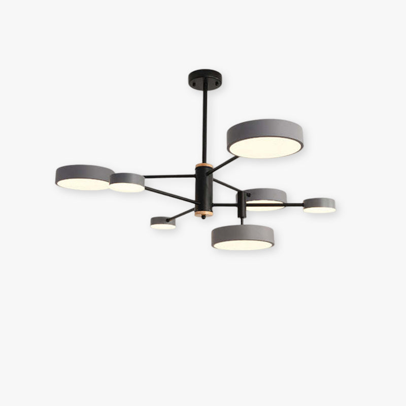 Arisha lampă suspendată LED, metal & lemn, Gri/alb/auriu