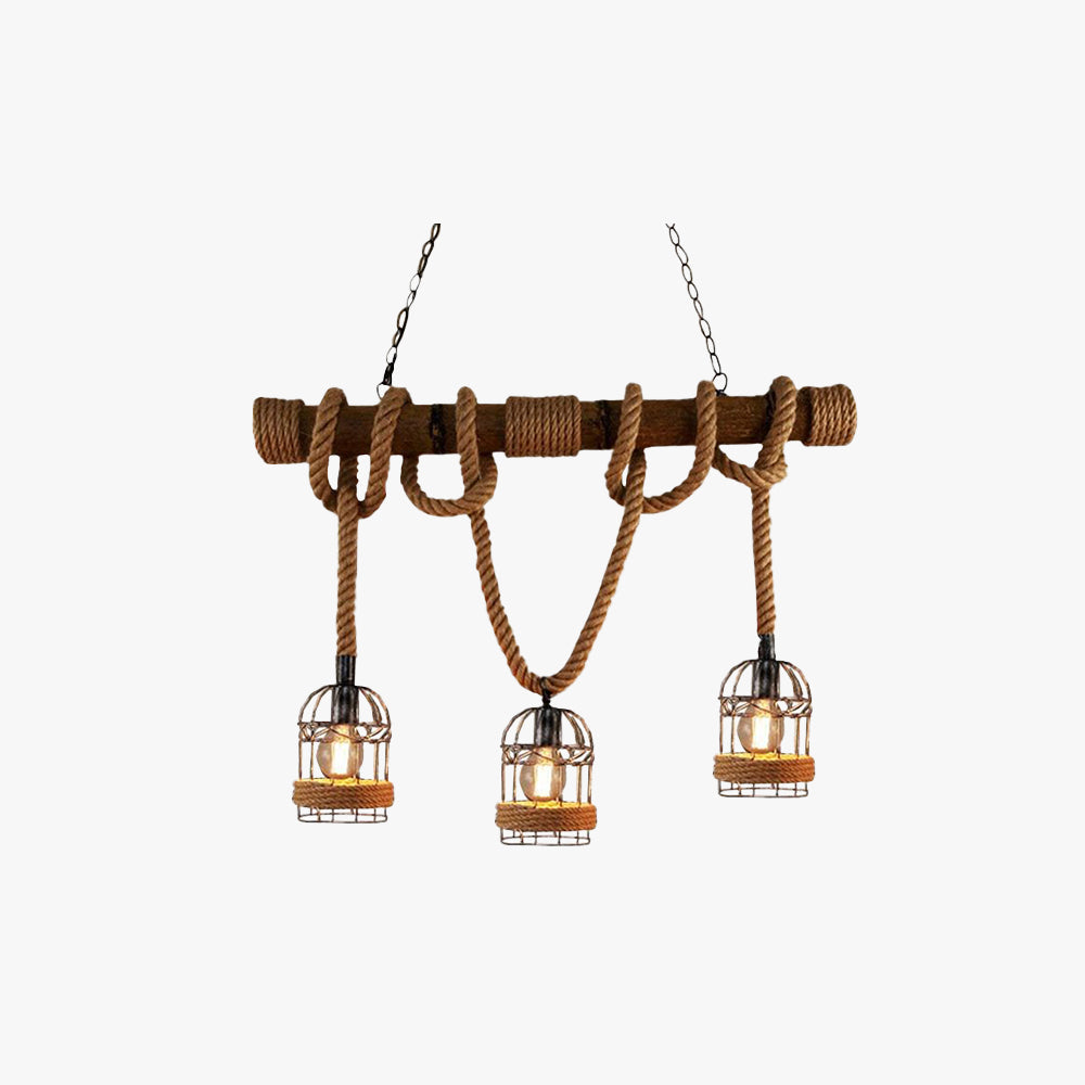 Silva Vintage 3 surse de lumină lemn coardă lampă suspendată