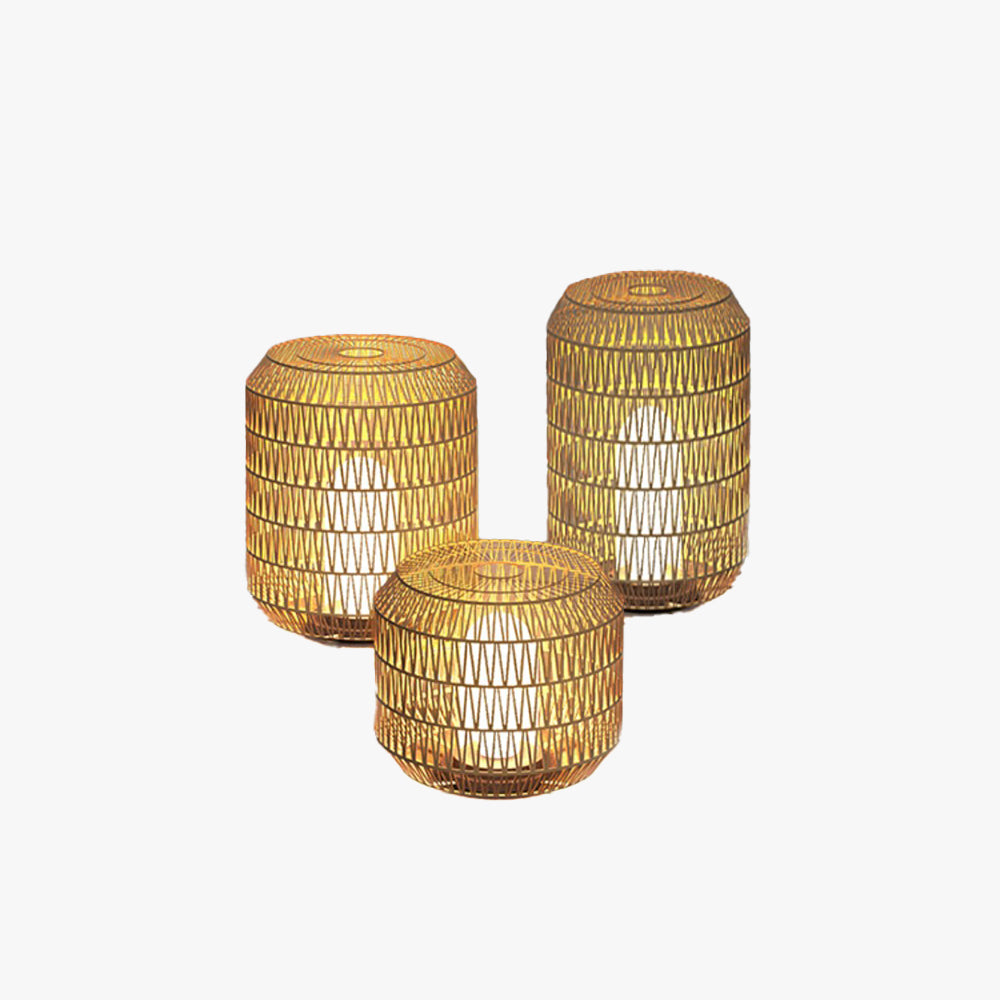 Ray Vintage Lantern ratan lampadar, cu conexiune electrică fixă/Solar, bej