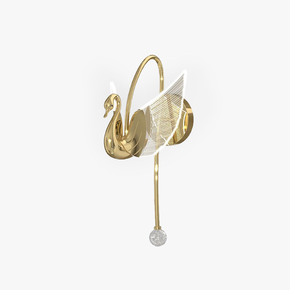 Arisha Art Deco Swan / aplică de perete din metal, Culoarea aurie/aur roz