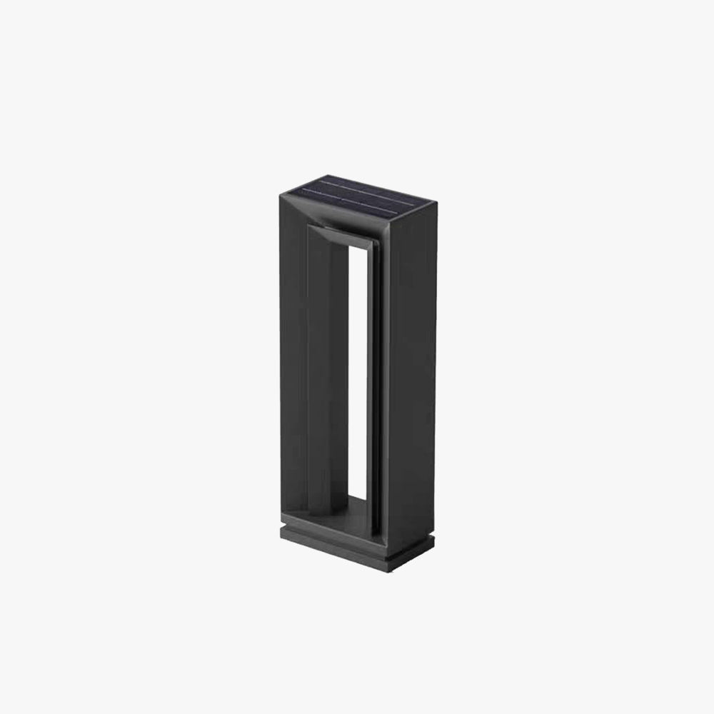 Ray lampă de drum pentru exterior modern din metal gol dreptunghiular solar, negru