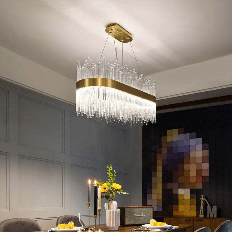 Kristy candelabru modern Rotund/Dreptunghiular cu Lanț, Aur