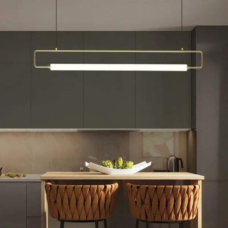 Arisha lampă suspendată modernă minimalistă dreptunghiulară liniară, aur/negru
