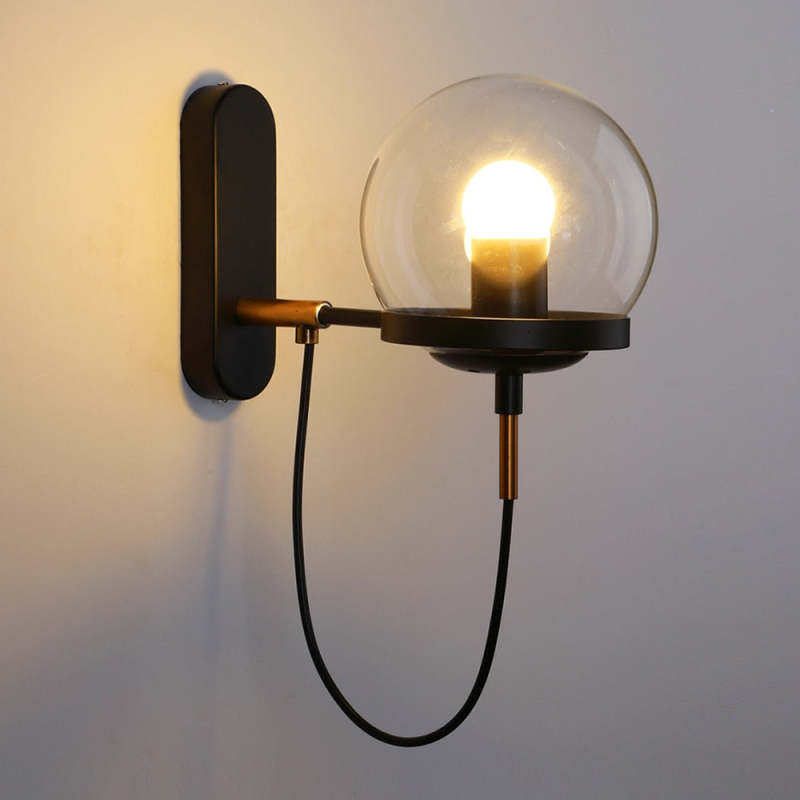 Silva aplică de perete Retro Rustic cu Glob din sticlă, negru/bronz
