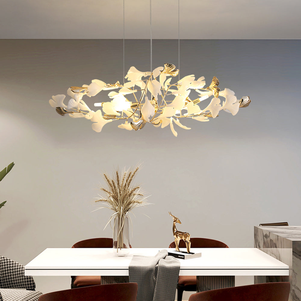 Olivia candelabru modern în Formă de Petală din metal cu Frunză de Ginkgo, auriu