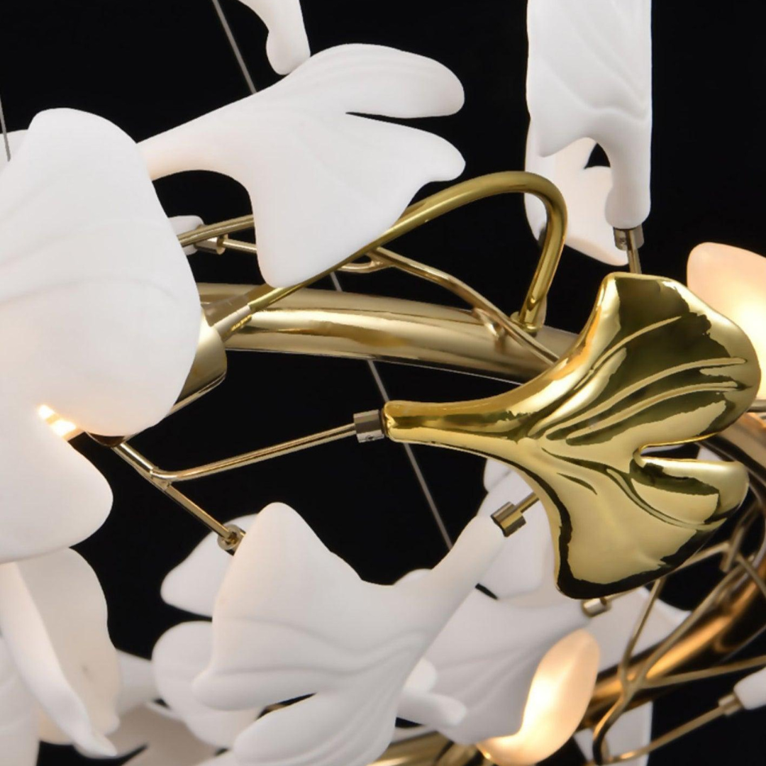 Olivia modern candelabru cu trepte din metal și ceramică, finisaj auriu