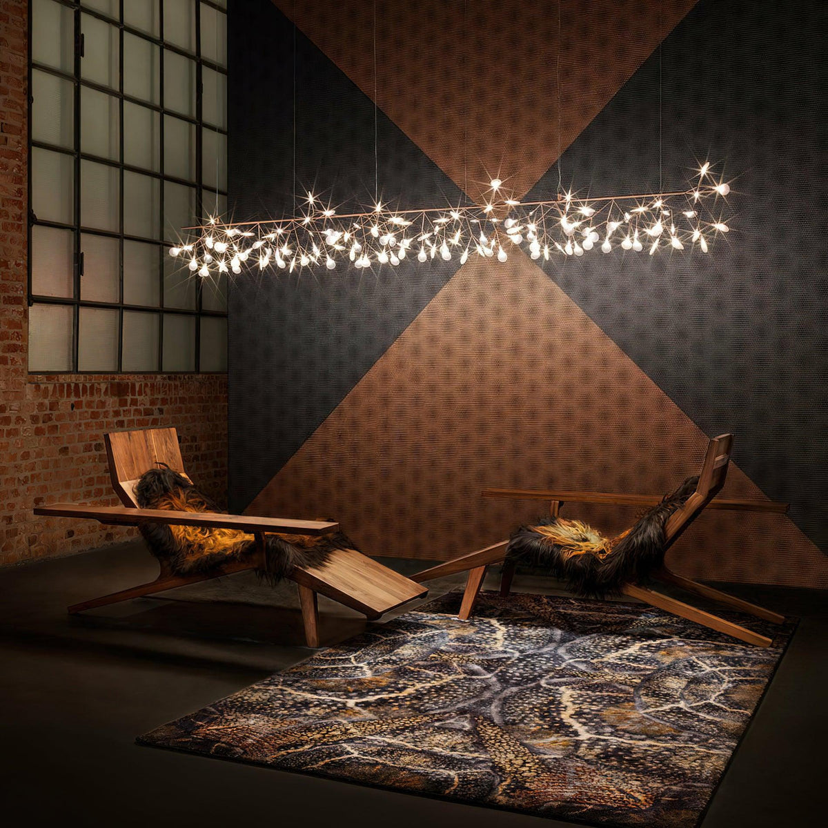 Brenwen candelabru, artistic, LED, cu ramuri, lung, liniar