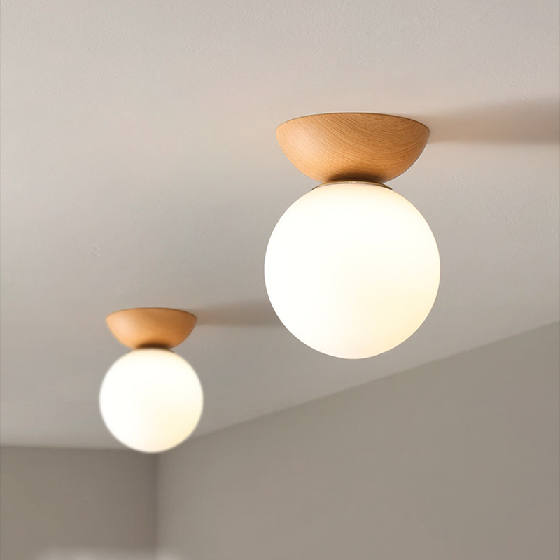 Valentina lampă suspendată Nordic Japanese Globe LED plafonieră/suspendată metal sticlă dormitor, Burlywood