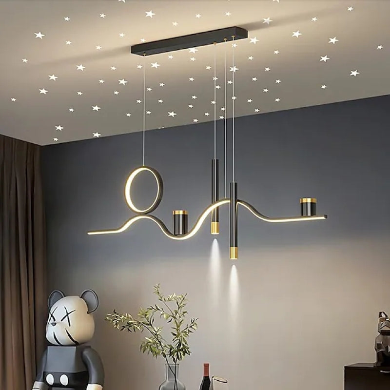 Arisha lampă suspendată modernă metalică Starry Night, neagră