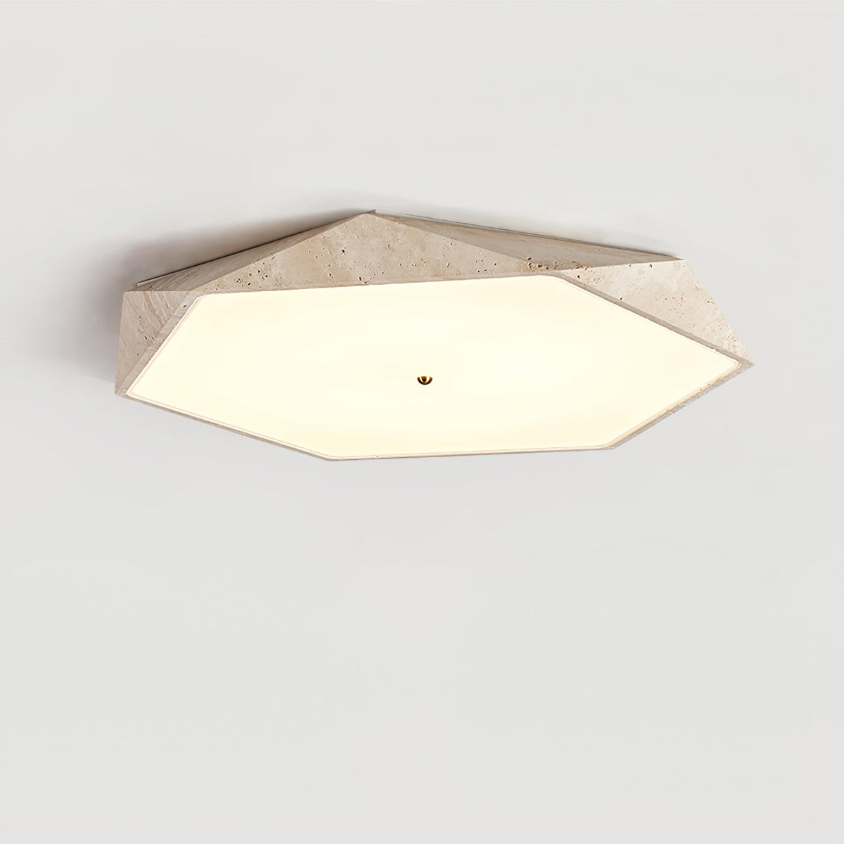 Hexagonal plafonieră din travertin