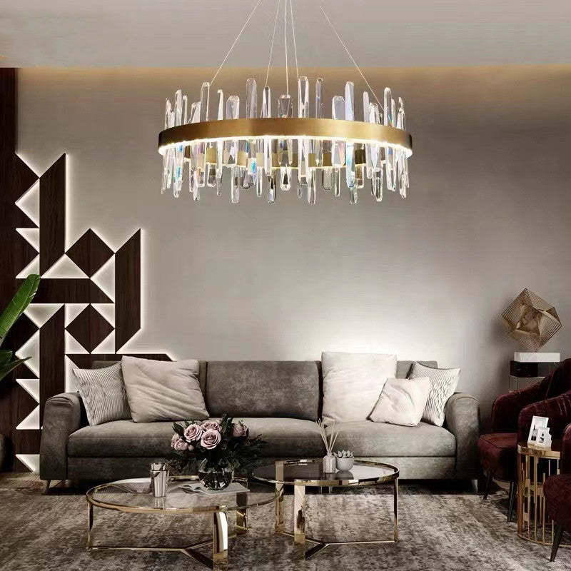 Kristy candelabru negru și auriu din cristal, modern, în formă de inel