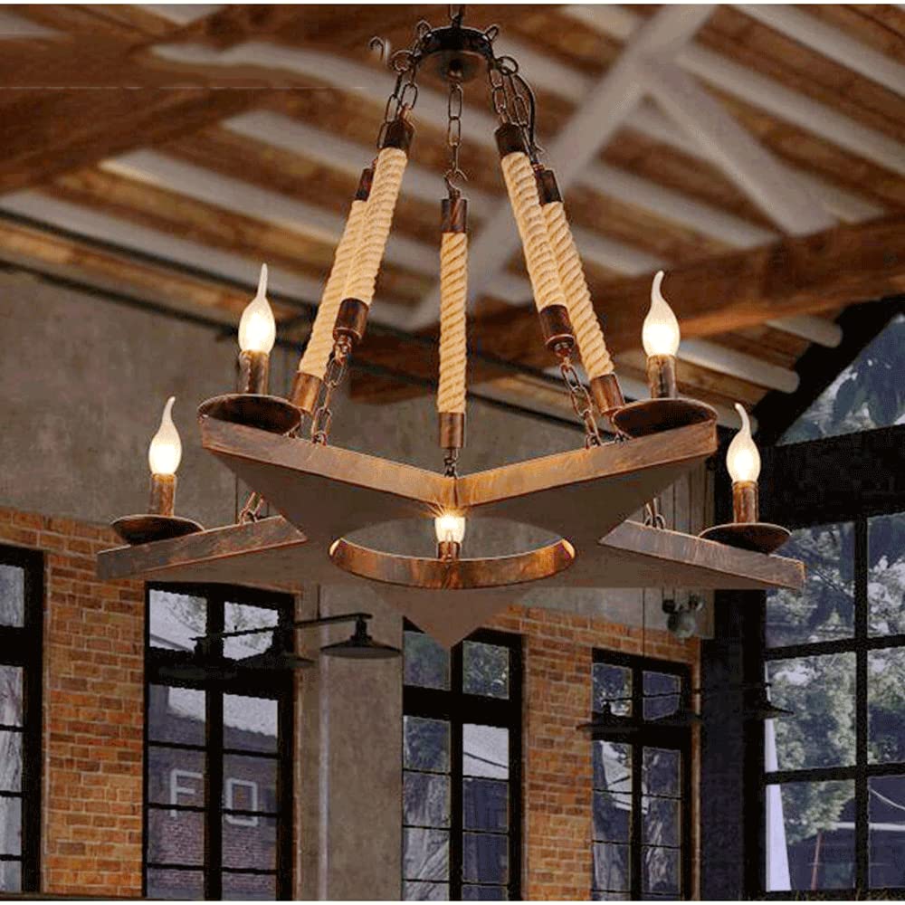 Epoch Retro Pentagram candelabru metal Ruginat/Frânghie Cafe/Restaurant, pentru cafenea