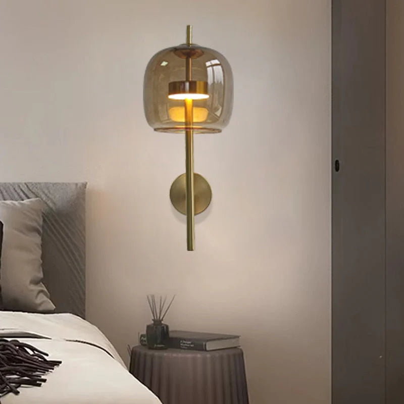 Arisha aplică de perete pentru interior din metal și sticlă, modernă, pentru dormitor
