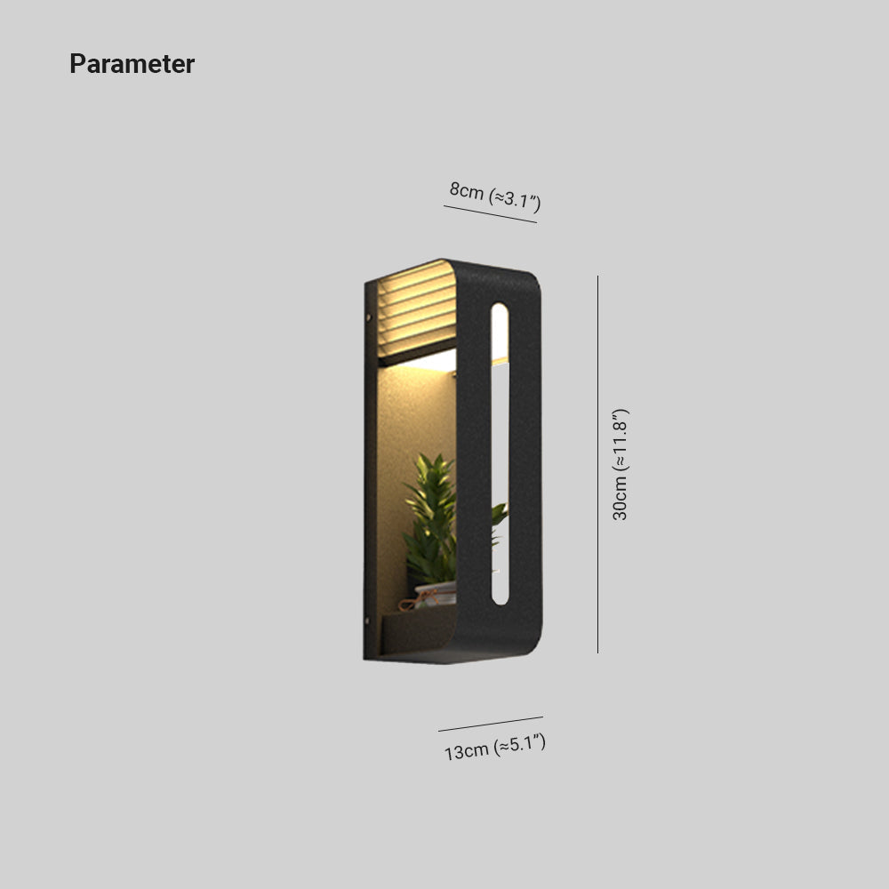 Ray modern Rectangular metal/ Solar Outdoor Plants Pot Holder aplică de perete, negru