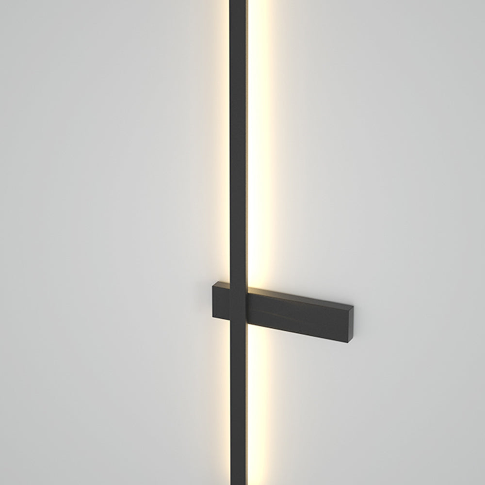 Ray aplică de perete pentru exterior minimalistă duo-linear, negru