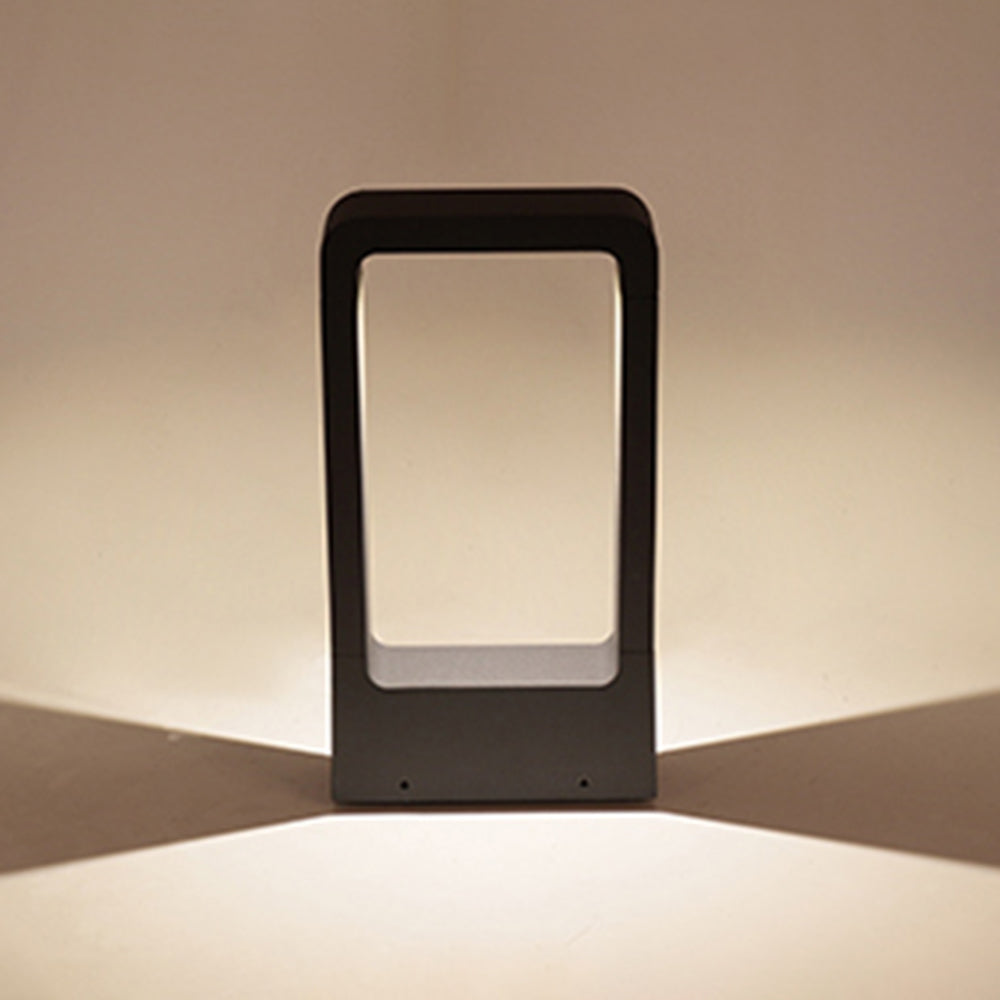 Ray modern metal Hollow Rectangle Outdoor Path Light, negru