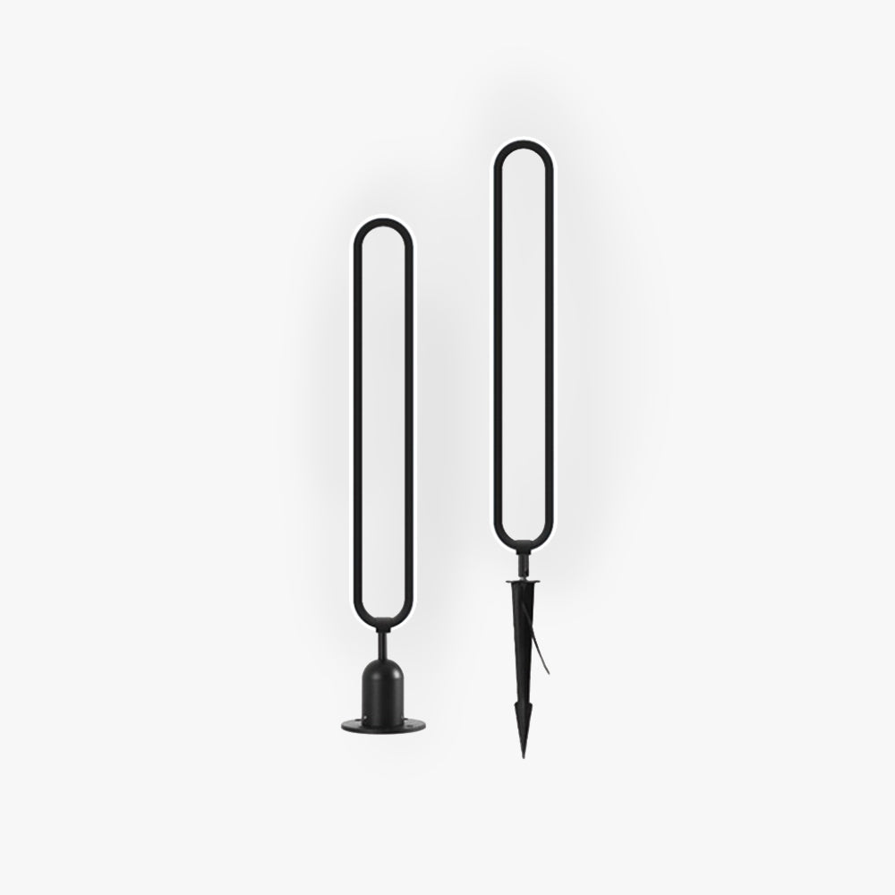 Ray lampă de drum pentru exterior modernă, inel eliptic din metal cu solar, negru