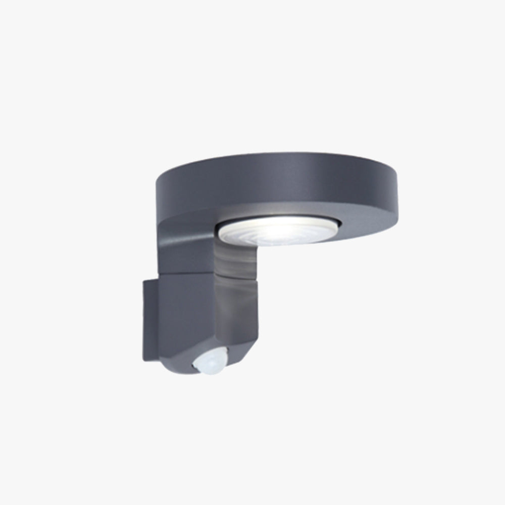 Ray aplică de perete pentru exterior modernă rotundă din metal/senzor solar impermeabil, neagră