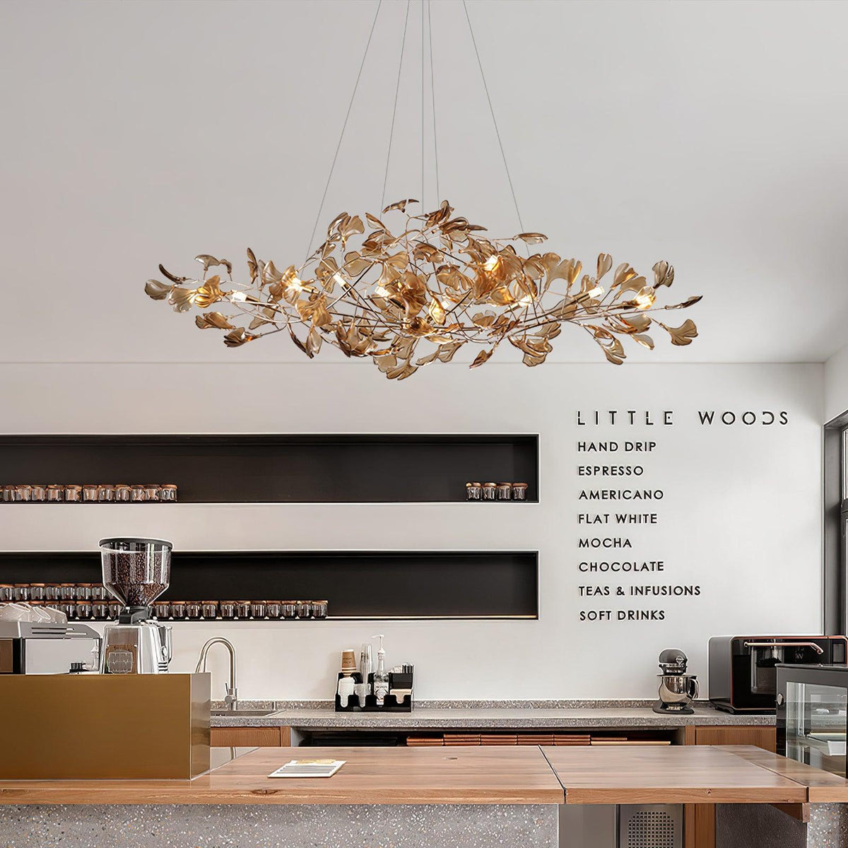 Ava candelabru cu frunze de ginkgo
