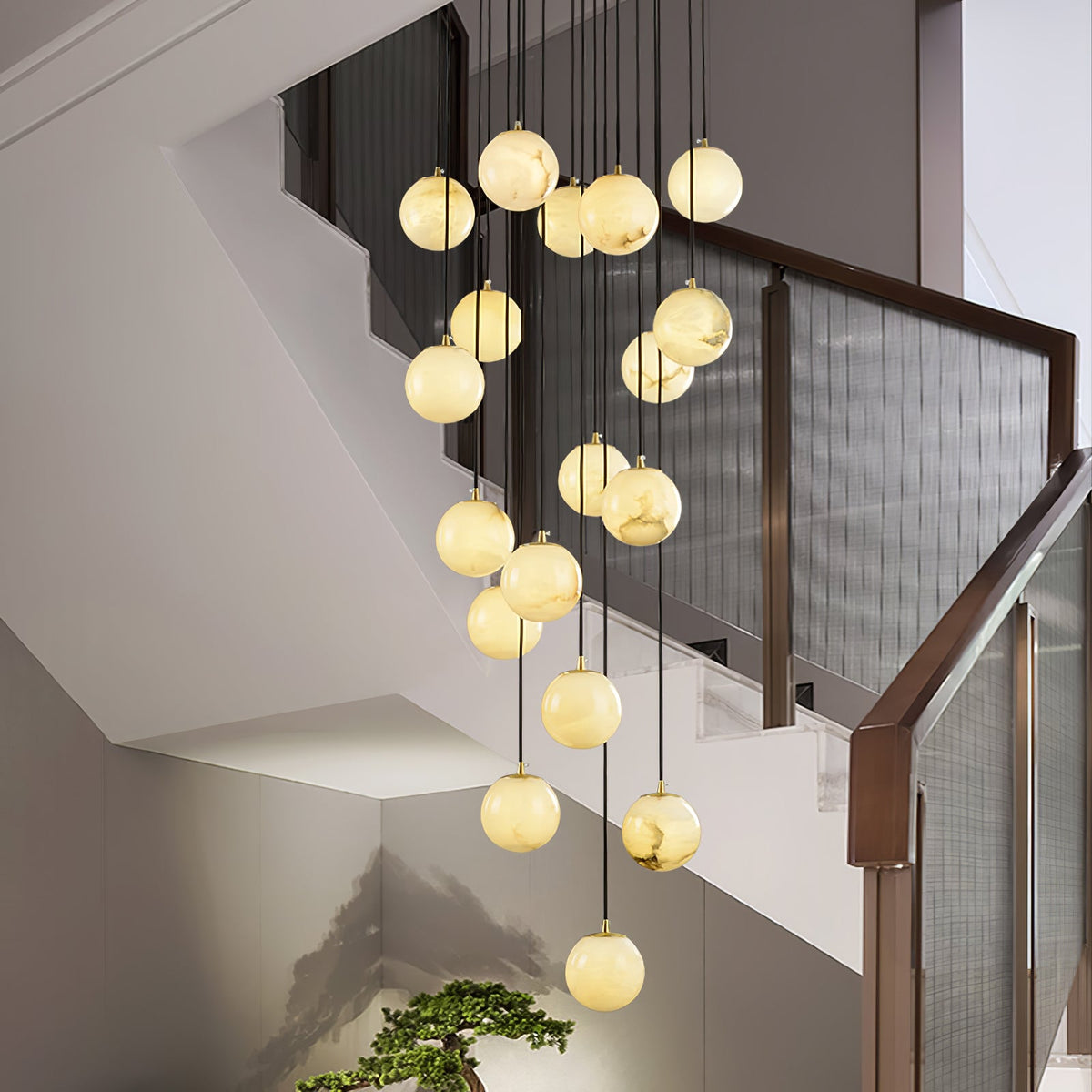 Gloruvye candelabru modern Cluster Sferic din alabastru