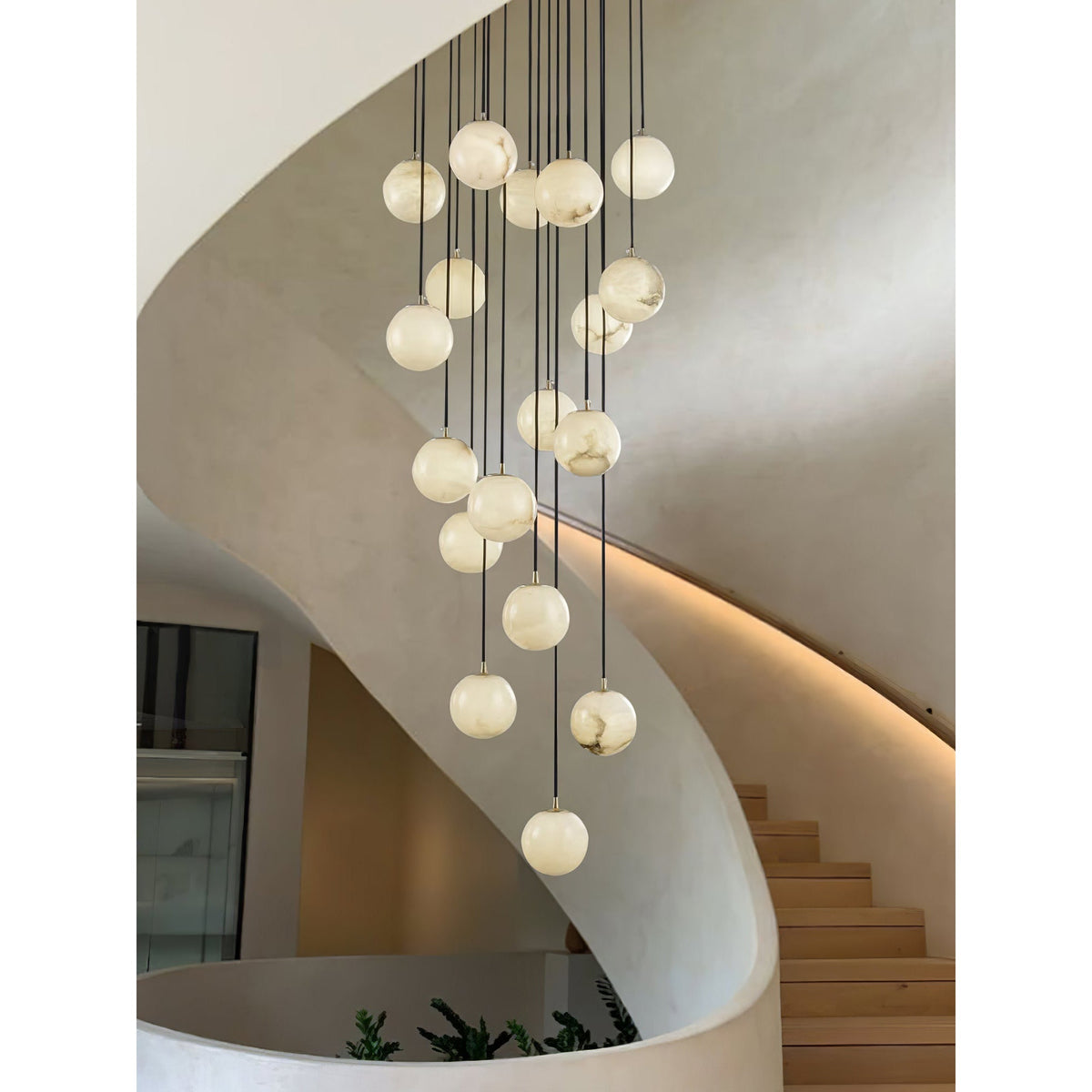 Gloruvye candelabru modern Cluster Sferic din alabastru
