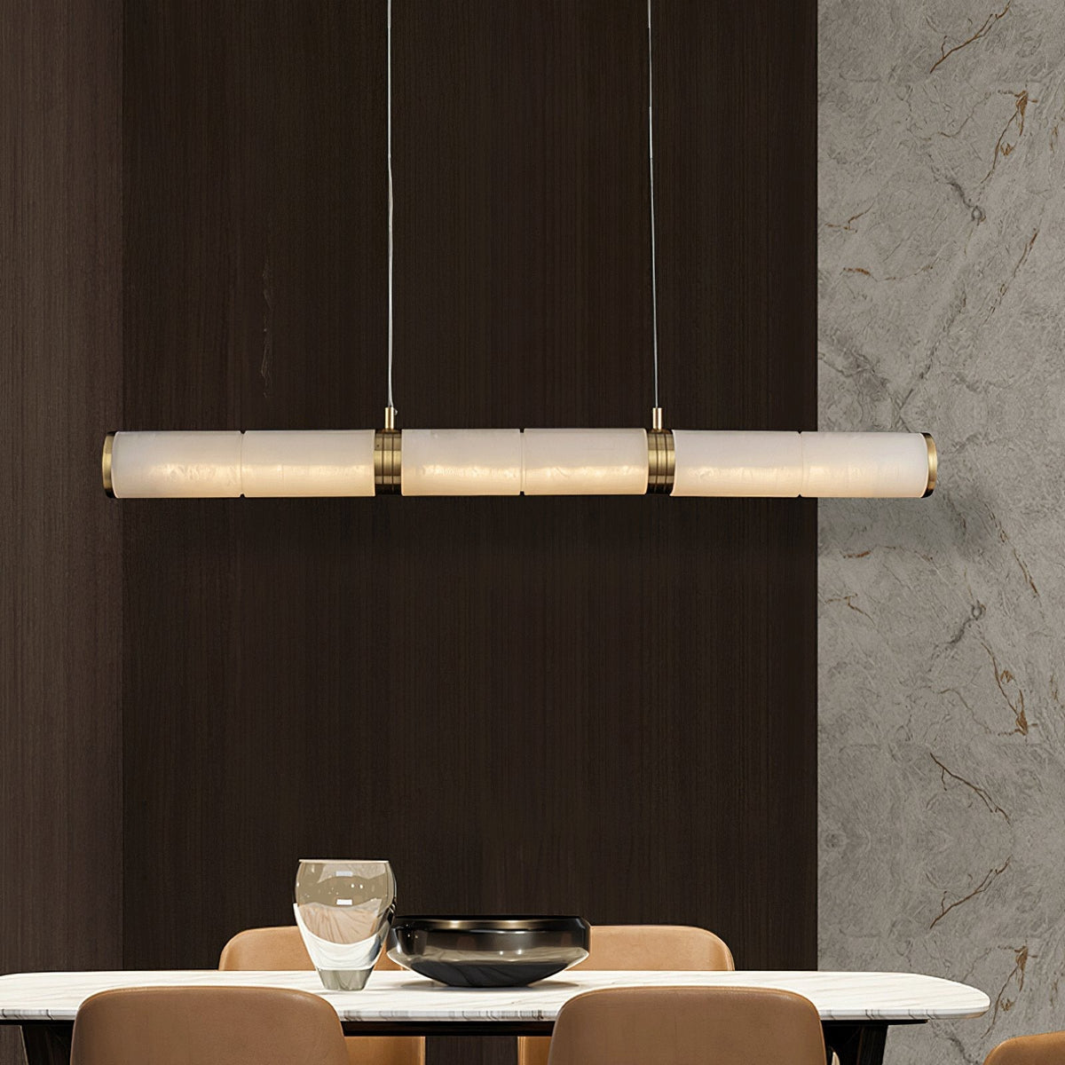Gevrel lampă suspendată minimalistă, liniară din alabastru
