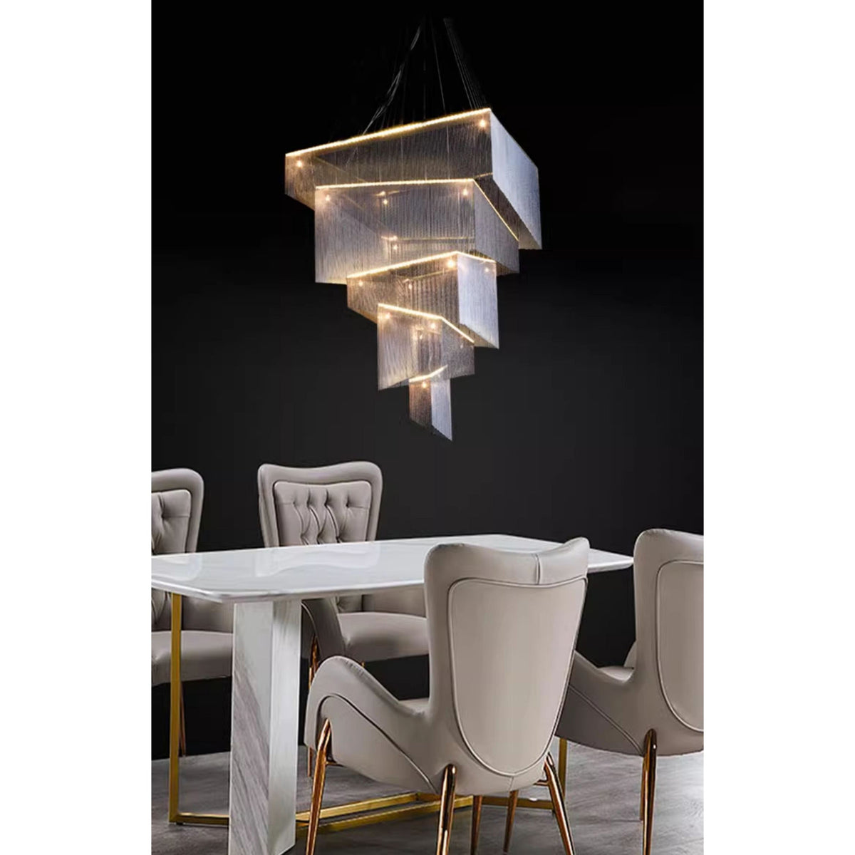 Caeluvyn candelabru postmodern cu lanț și frângi metalice