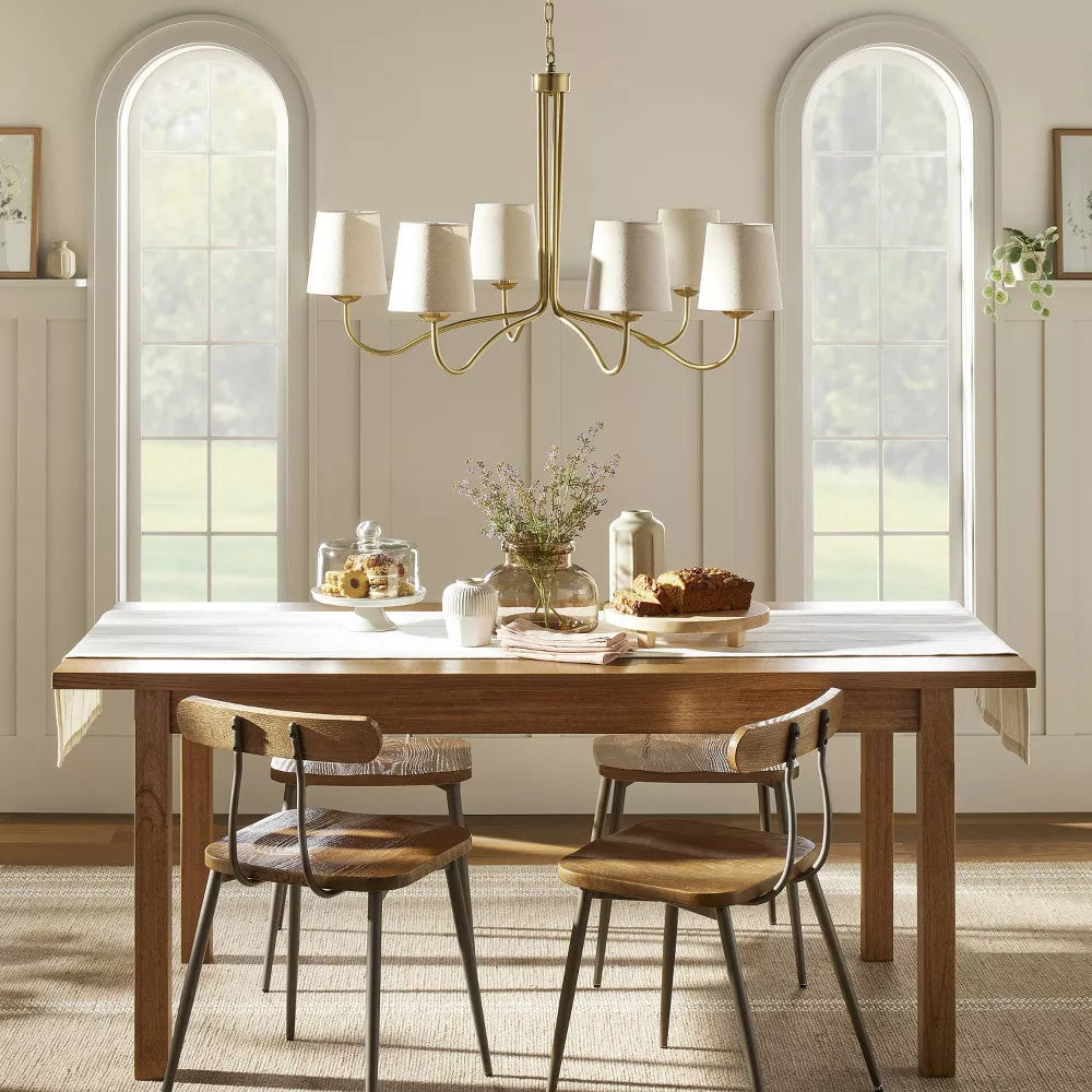 Kvennuvyn candelabru modern, minimalist din metal cu abajur textil