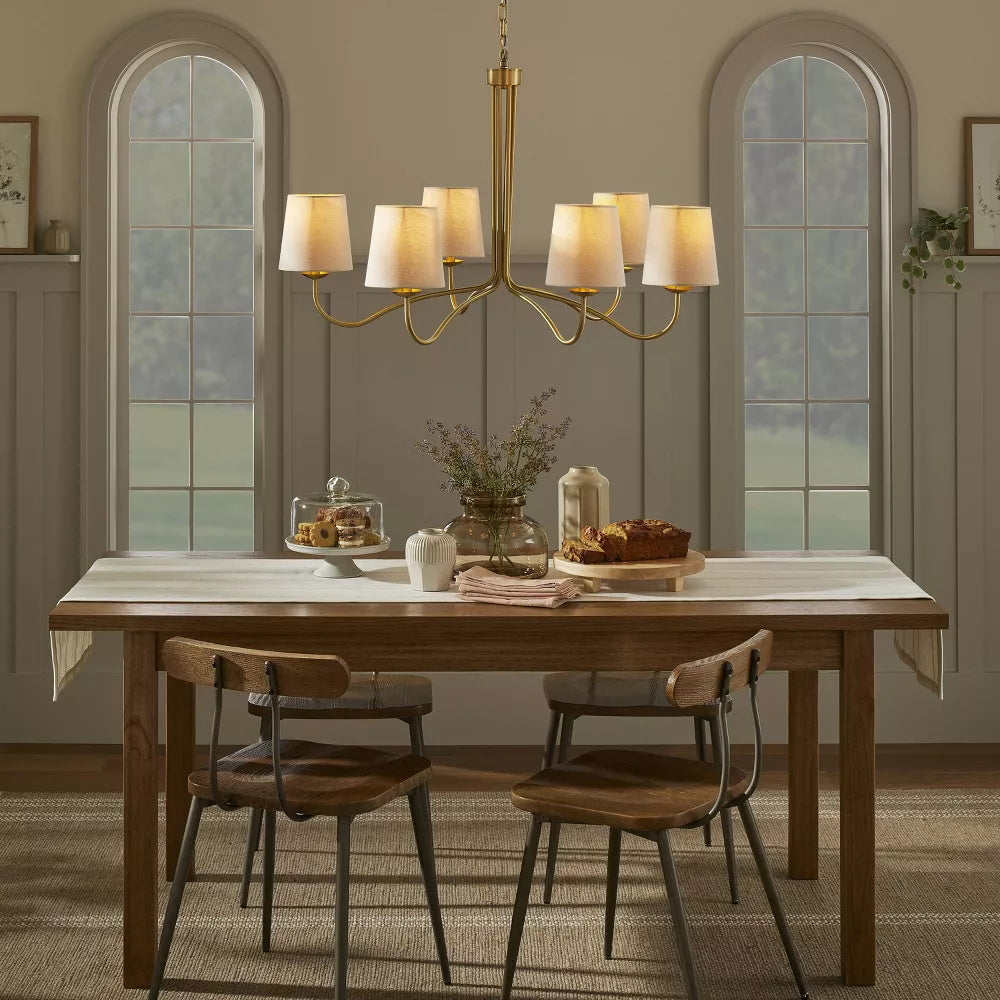 Kvennuvyn candelabru modern, minimalist din metal cu abajur textil