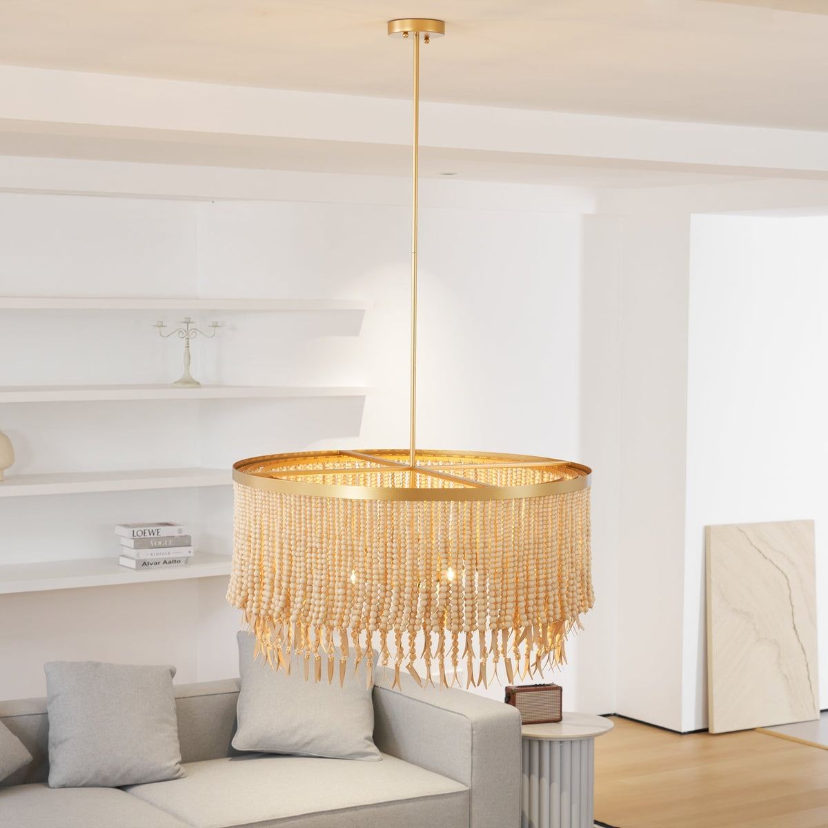 Odette candelabru cu perle de lemn și cocos