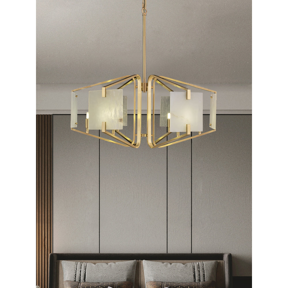 Plotuvys candelabru din alamă și alabastru, postmodern, de lux