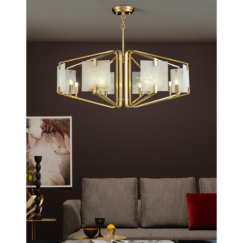 Plotuvys candelabru din alamă și alabastru, postmodern, de lux