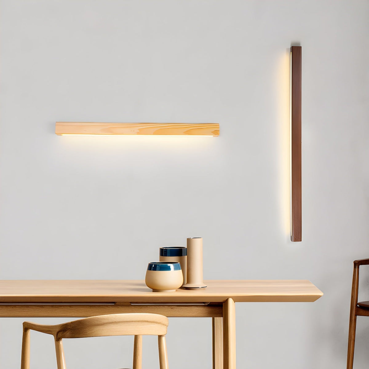 Elvivine aplică de perete din lemn, minimalistă, liniară, LED