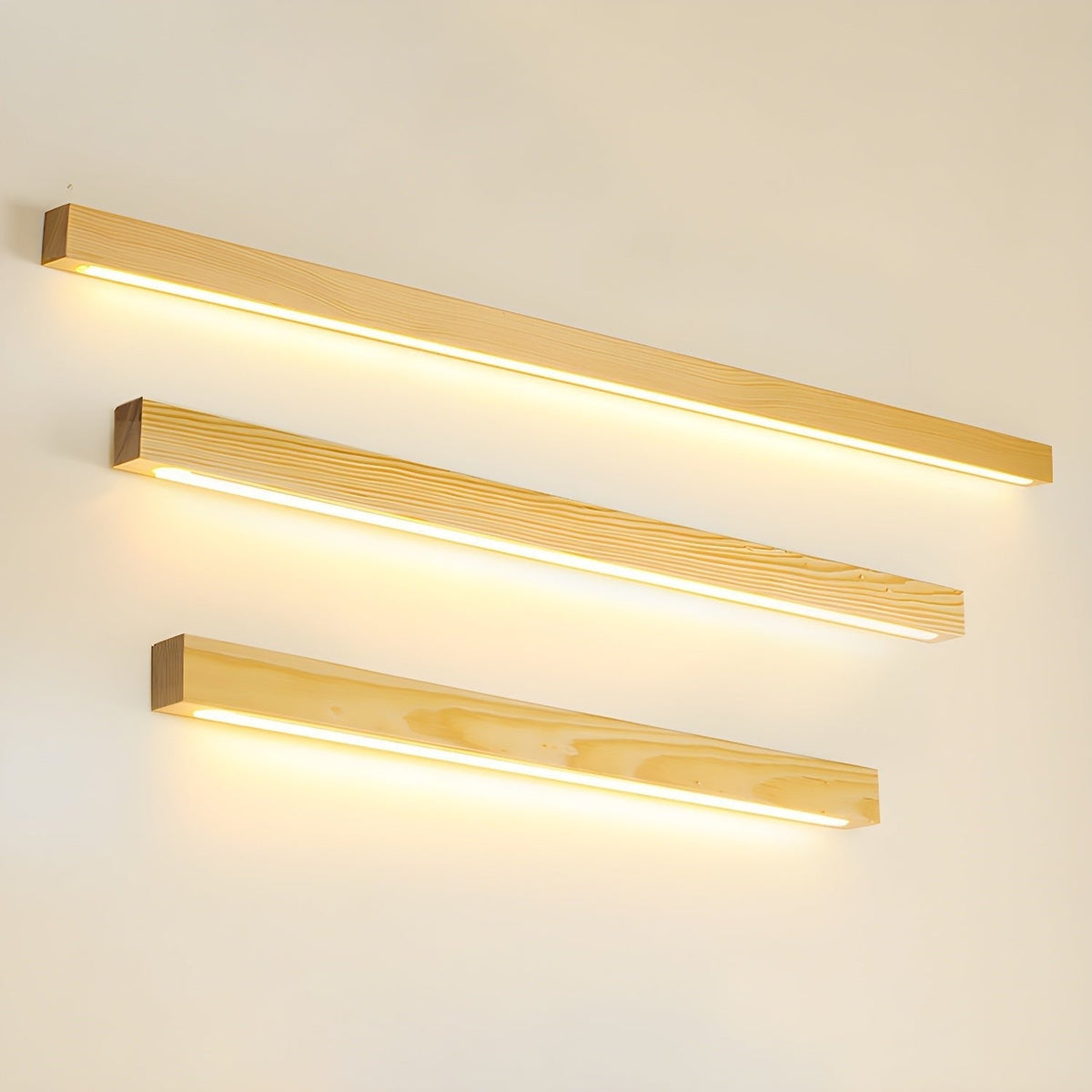 Elvivine aplică de perete din lemn, minimalistă, liniară, LED