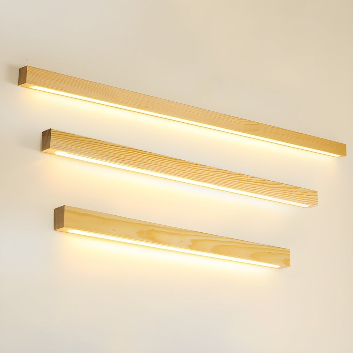 Elvivine aplică de perete din lemn, minimalistă, liniară, LED