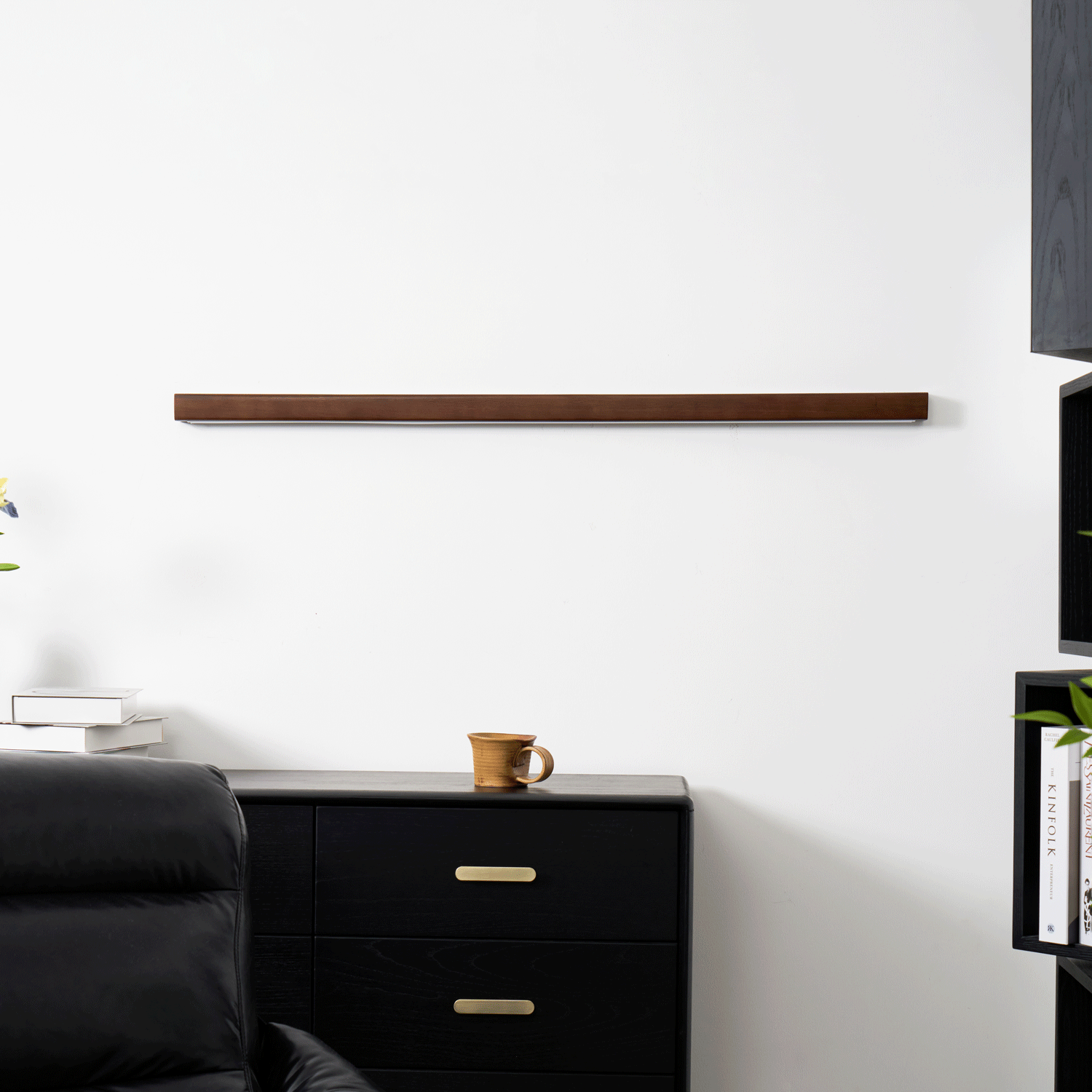 Elvivine aplică de perete din lemn, minimalistă, liniară, LED