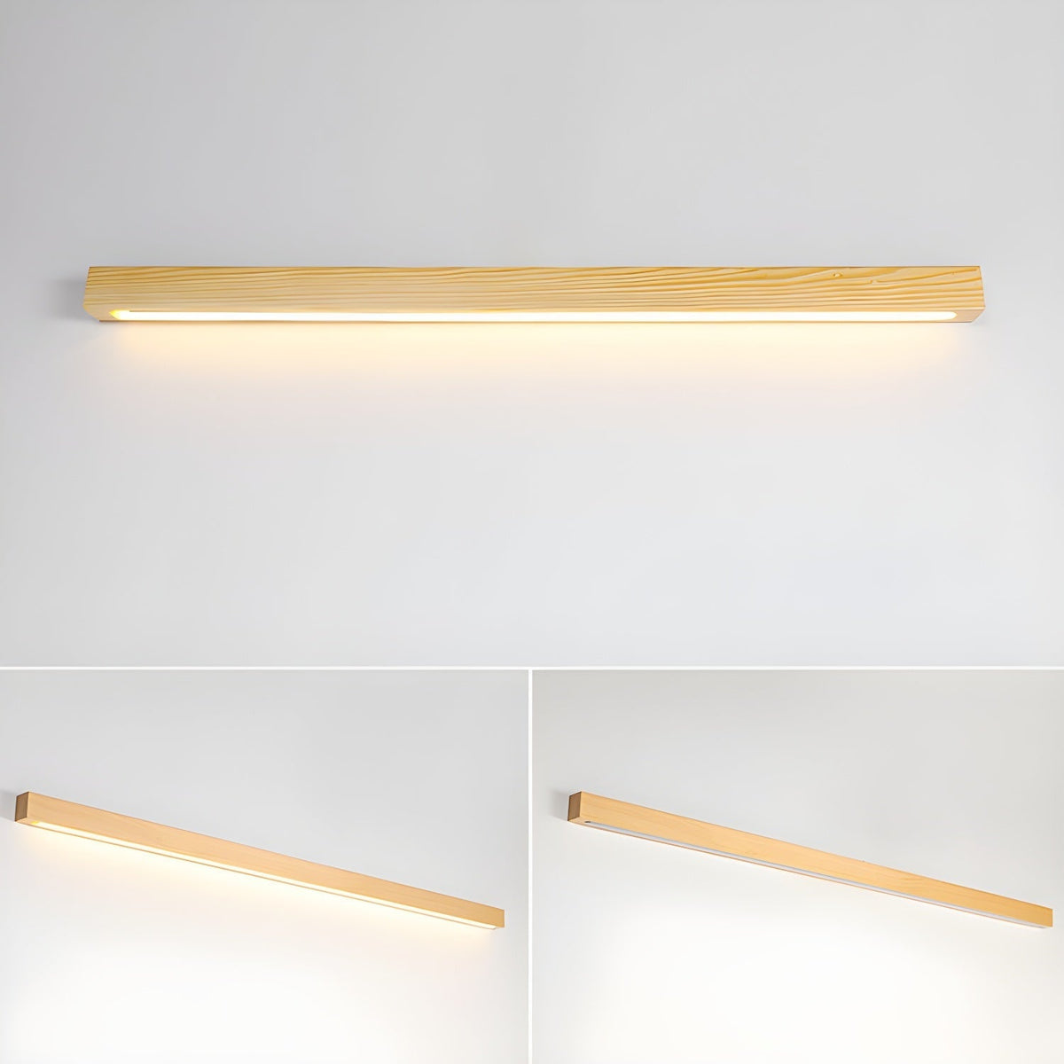 Elvivine aplică de perete din lemn, minimalistă, liniară, LED